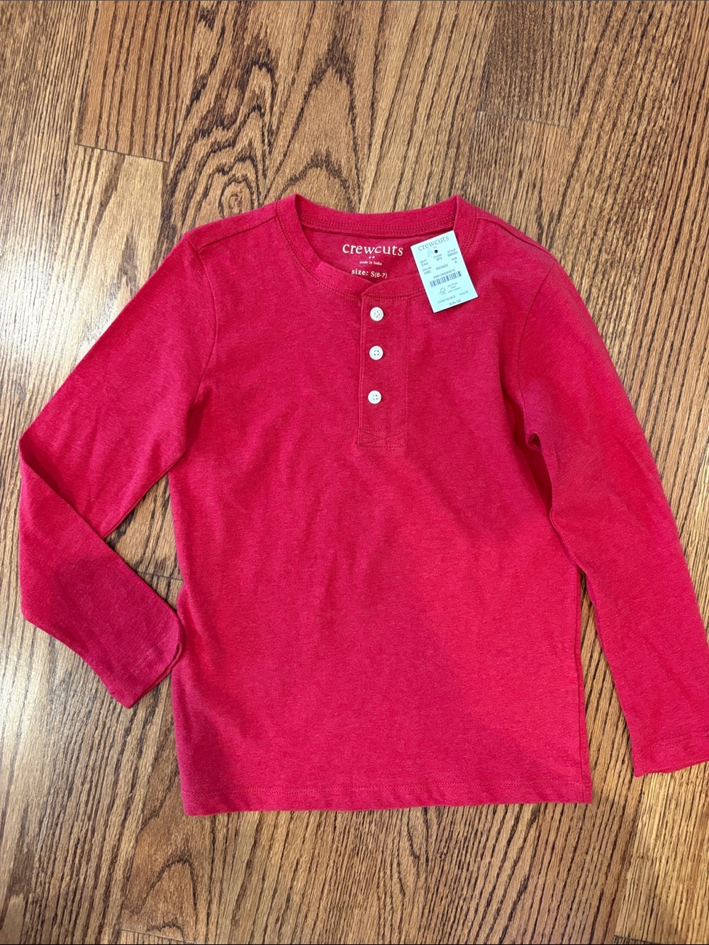 Crewcuts Bright Red Long-Sleeve Henley Top for Kids